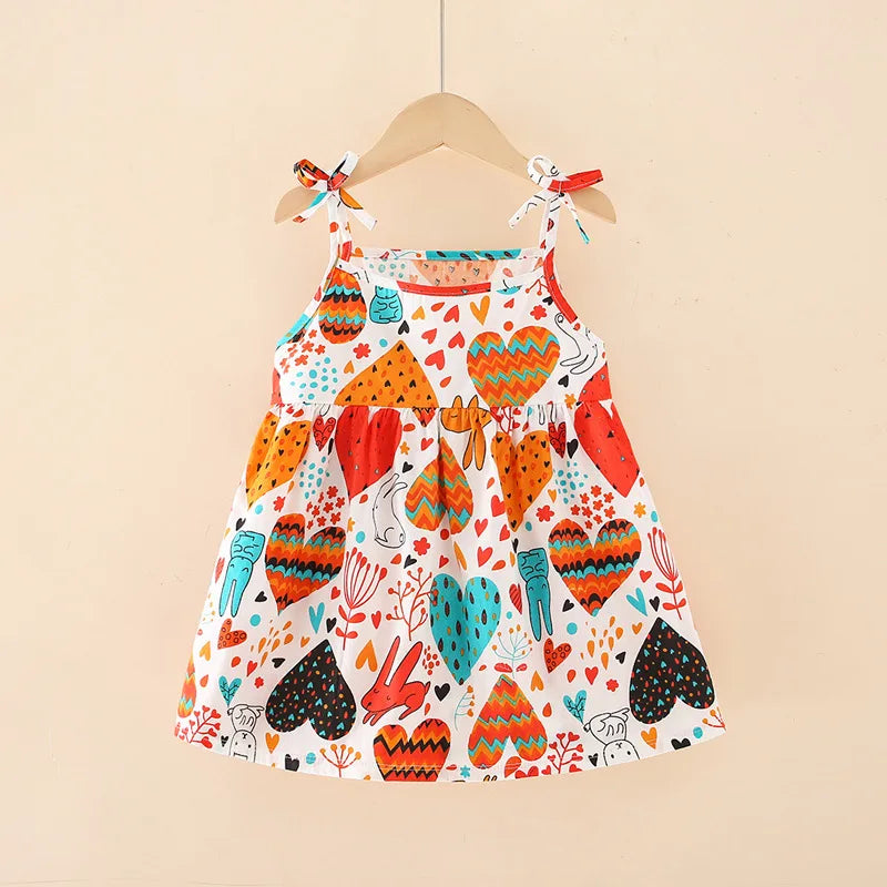 Girls Sleeveless Floral Sundress | Summer Beach Princess Dress