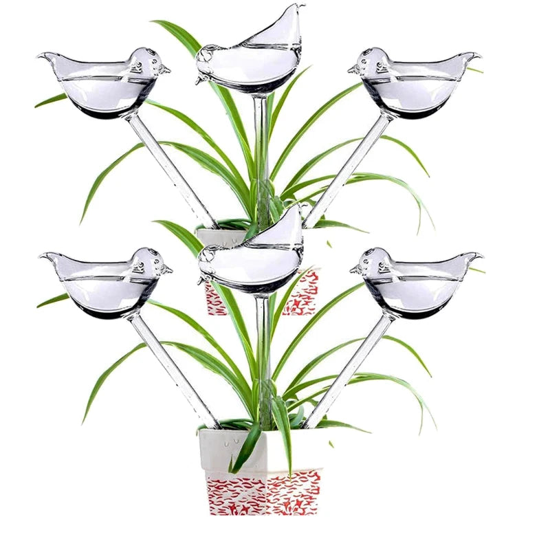 Bird-Shaped Self-Watering Plant Globes – 3/6pcs Plastic Watering Devices for Indoor & Outdoor Plants
