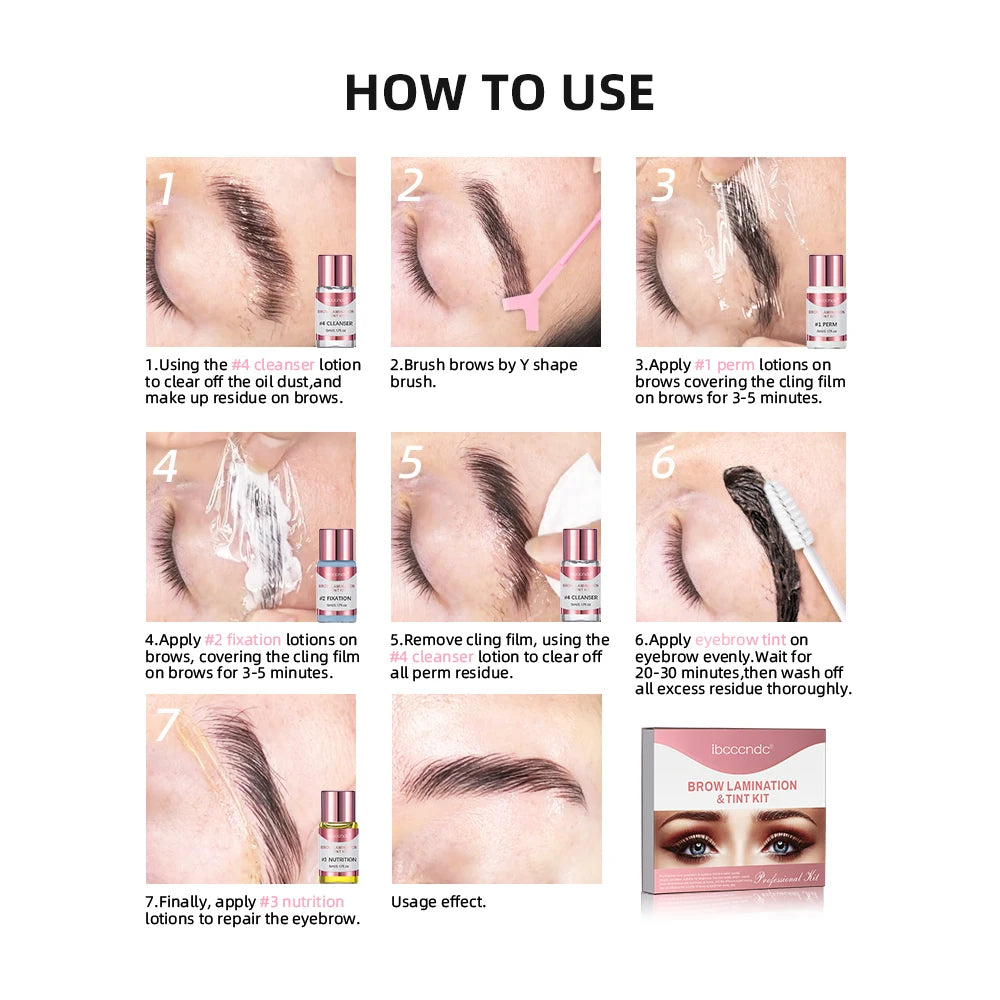 Semi-permanent Brow or Lash Lift And Tint Kit Professional Brow Lamination Eyelash Lifting Perming Lashes Home Use Dye Brow Tool Peaceful Pleasures Health and Wellness