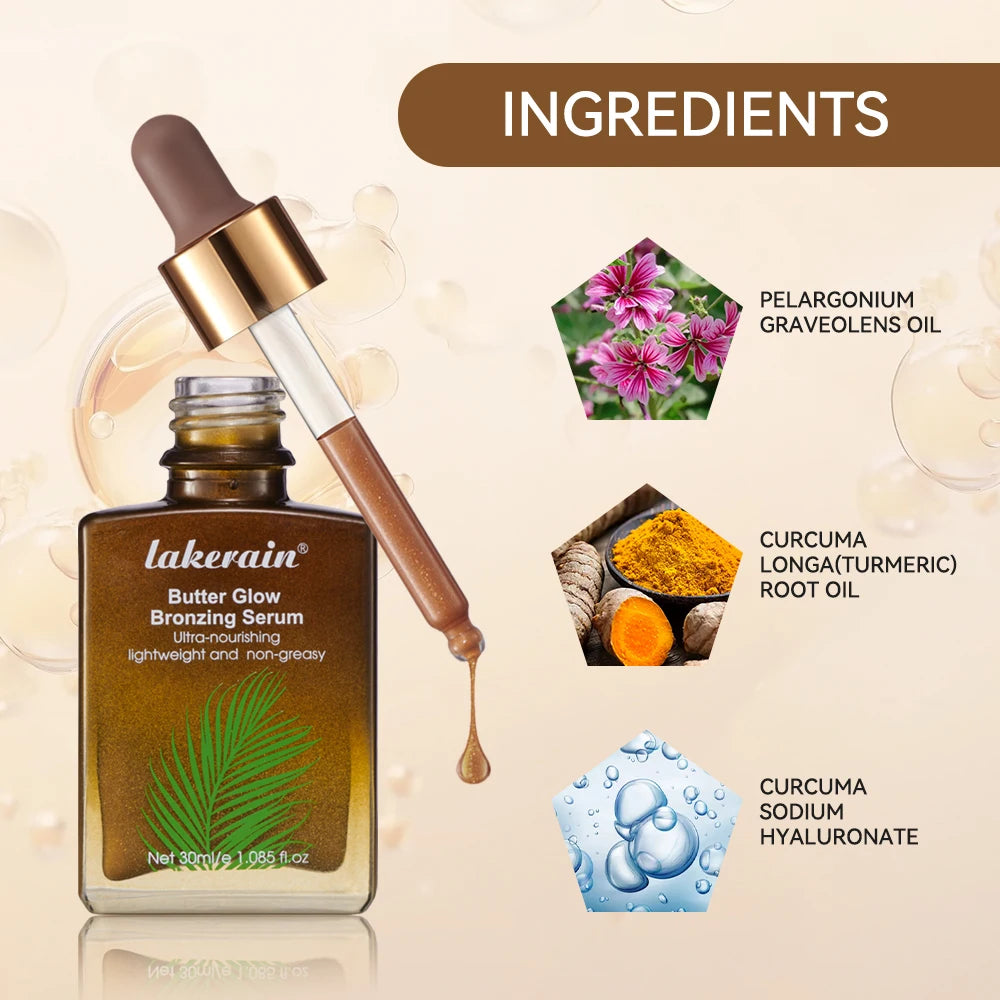 30ml Butter Glow Bronzing Serum Innovative Nourishing Skincare Bronzing Drops for Radiant Natural Sunkissed Complexion Sunkissed Peaceful Pleasures Health and Wellness