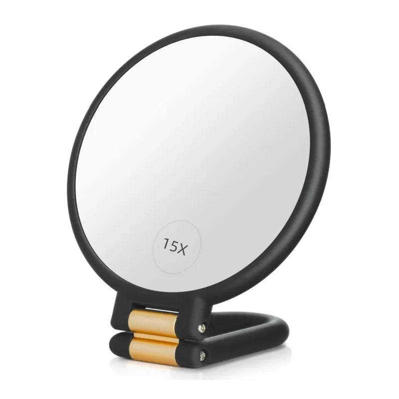 Magnifying Handheld Mirror Double Sided, 1 x 15x Magnification Hand Mirror, Travel Folding Stand Adjustable Dressing Table Peaceful Pleasures Health and Wellness MULTI