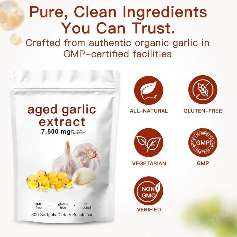 Aged Garlic Extract 300 Capsules – Odorless, Organic, Non-GMO