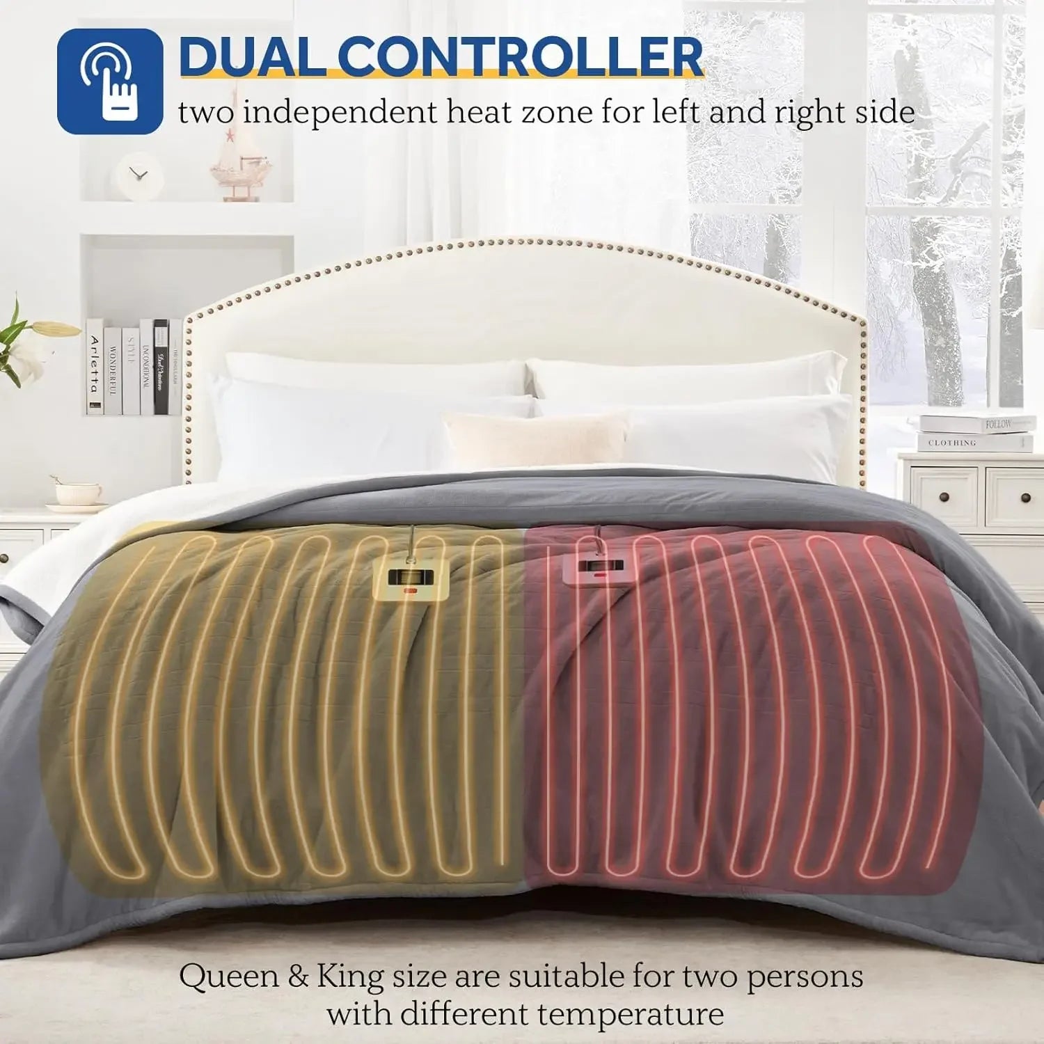 Queen Size Electric Heated Blanket – Flannel & Sherpa, 10 Heat Settings Electric Blankets Peaceful Pleasures Health and Wellness