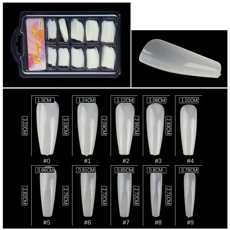 Short T shaped Full Cover Nails Tips, Natural Transparent Seamless Fake Nails, 100pcs box, Full Coverage Peaceful Pleasures Health and Wellness