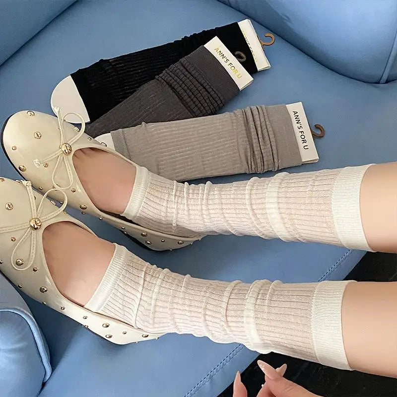 Women's Mesh Silk Slouch Socks | Korean Drawstring Style