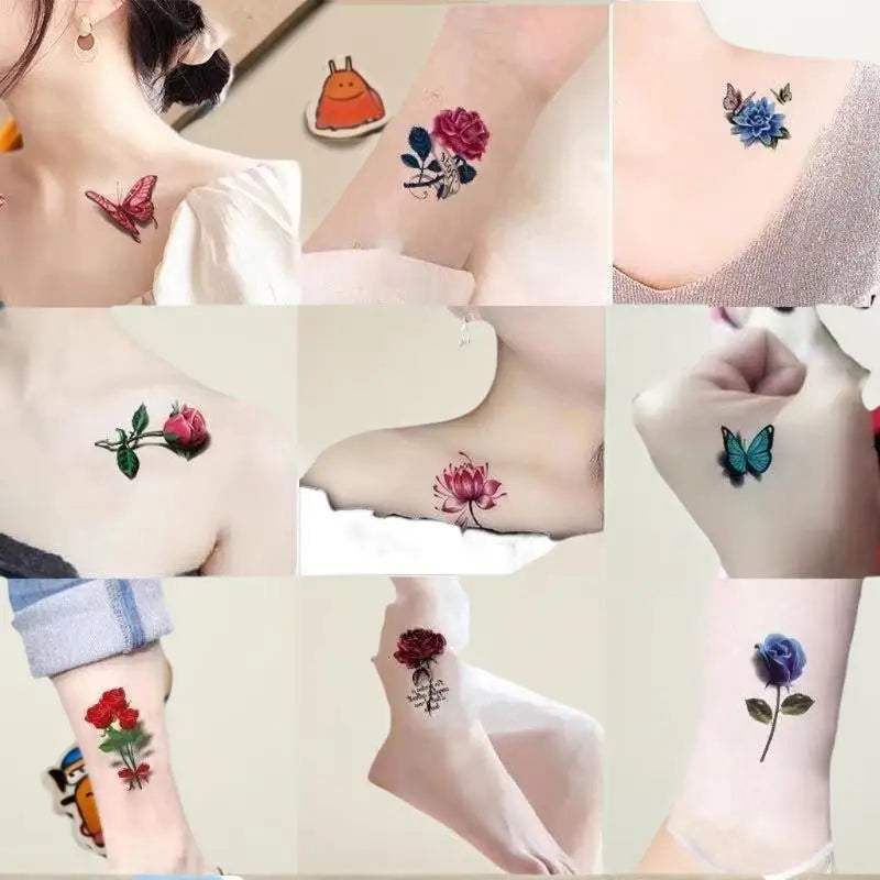 20 Sheets Waterproof Temporary Flower Butterfly Tattoo Stickers Women Fashion Art Sexy Removable Men Body Sticker Long-Lasting Peaceful Pleasures Health and Wellness