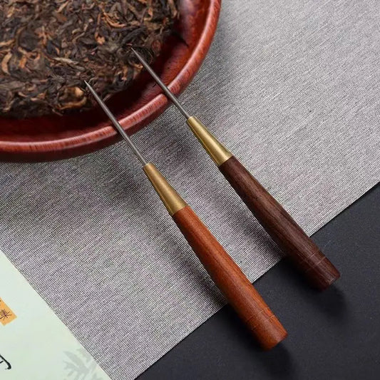 Sandalwood single handle pointed tea needle tea knife long taper Pu'er tea knife tea needle DIY long handle Pu'er tea tea set Peaceful Pleasures Health and Wellness Random color