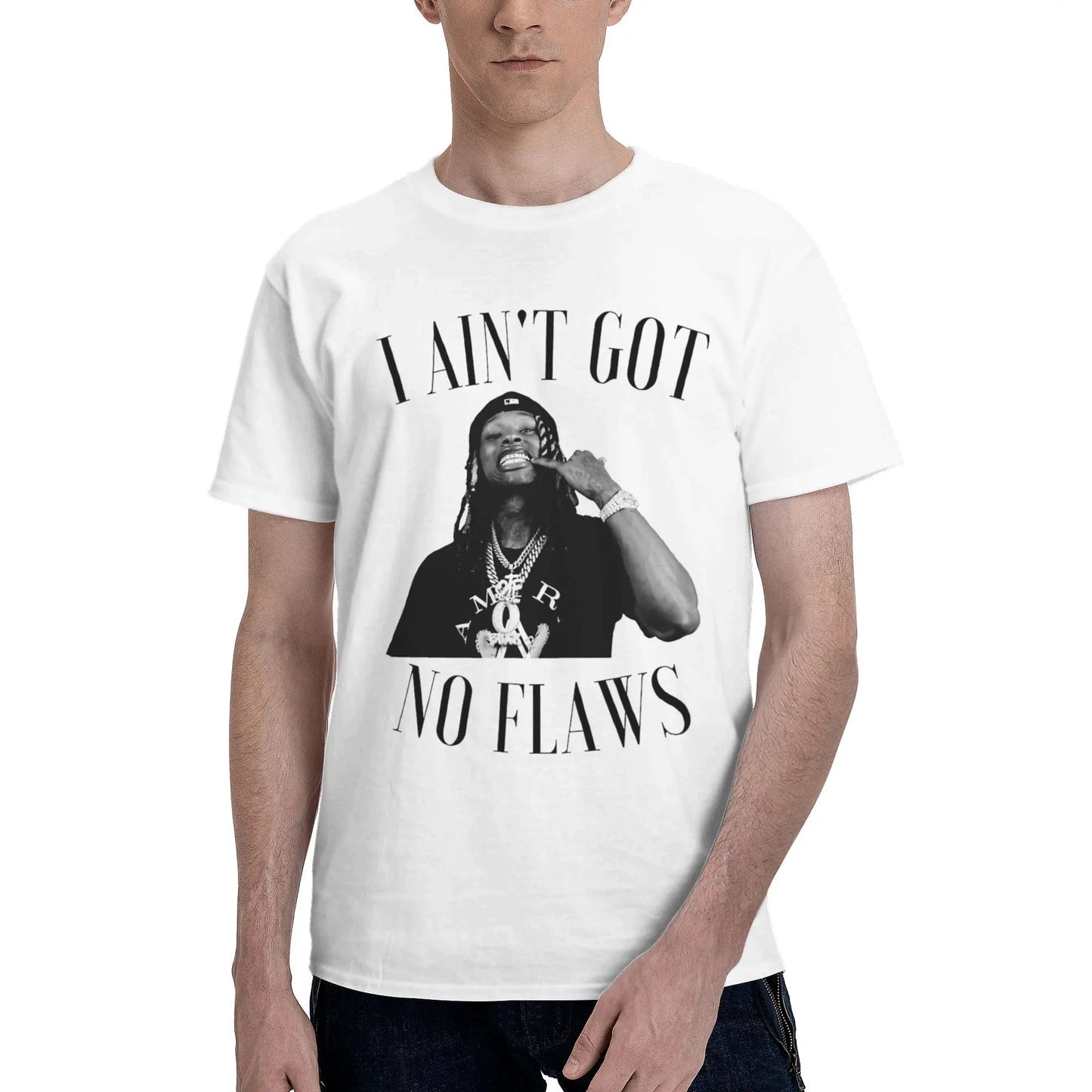 Fun K-Kings Von T-Shirts for Men O Neck 100% Cotton T Shirt Got No Flaws Short Sleeve Tees New Arrival Clothing Peaceful Pleasures Health and Wellness WHITE S