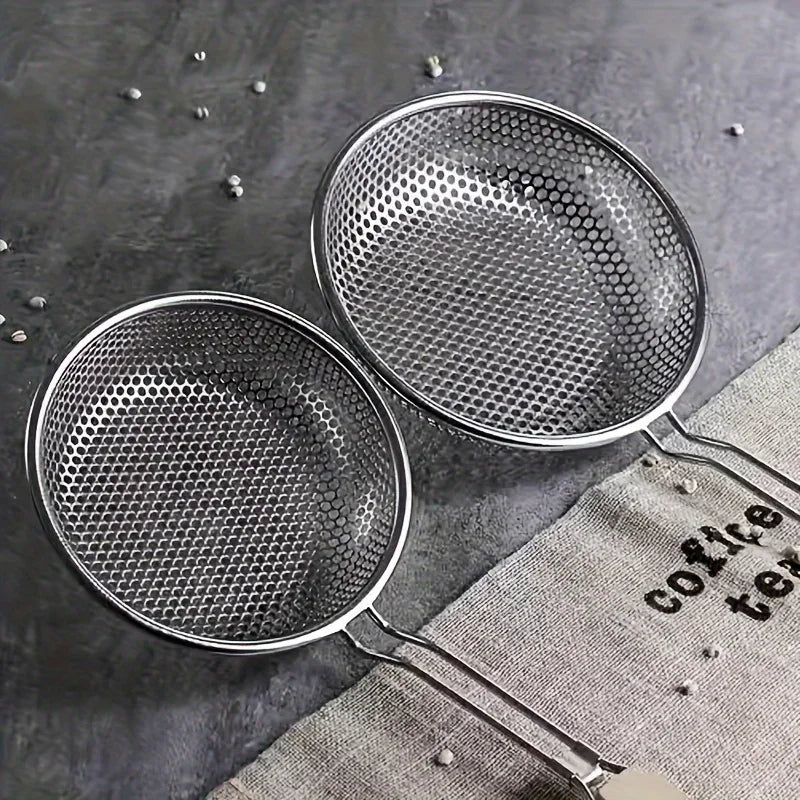 New Stainless Steel Colander with Wooden Handle Fine Mesh Skimmer Spoon for Cooking Food Prep Grease Filtering for Pasta Noodles Peaceful Pleasures Health and Wellness