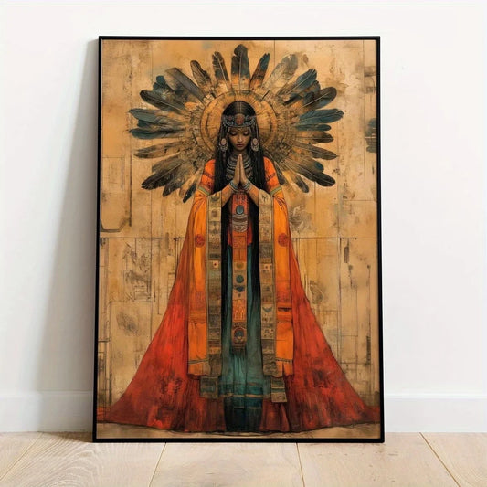 Retro Pachamama Inca Goddess Of Fertility & Harvest Wall Art Print Canvas Painting Poster Picture For Bedroom Home Decor Peaceful Pleasures Health and Wellness G4815 30x40cm Black Framed