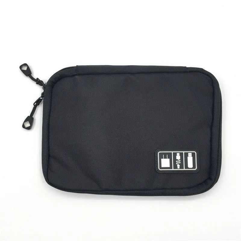 Cable Management Organizer Cable Winder Digital Product Storage Bag Phone Cord Protector Zipper Pouch Case Accessories Supplies Peaceful Pleasures Health and Wellness Black Small