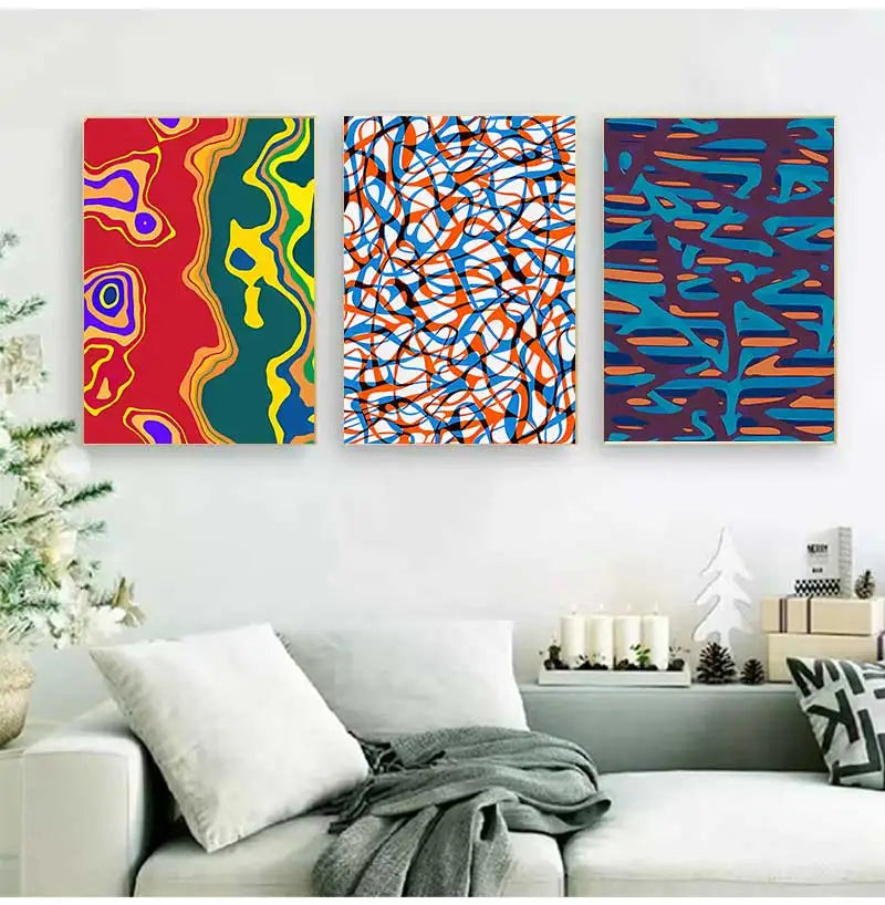 Classic Abstract Art Poster, Colorful Line Image Printing Canvas Art Painting, Used for Home Room Decoration Poster, Frameless Peaceful Pleasures Health and Wellness