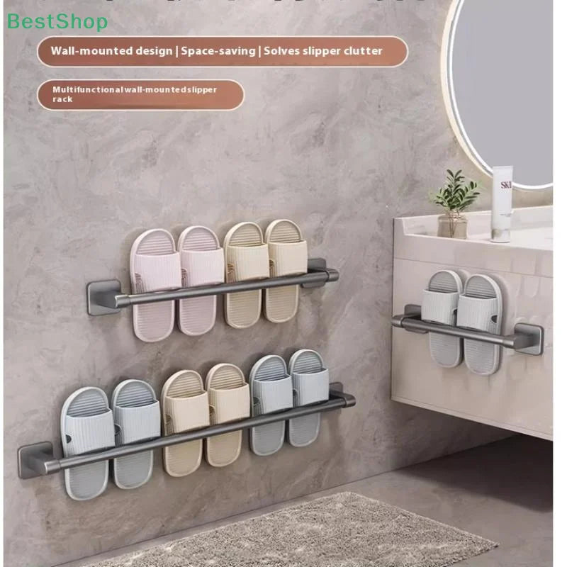 Punch-Free Wall Mount Towel Bar & Rack – No Drill Aluminum