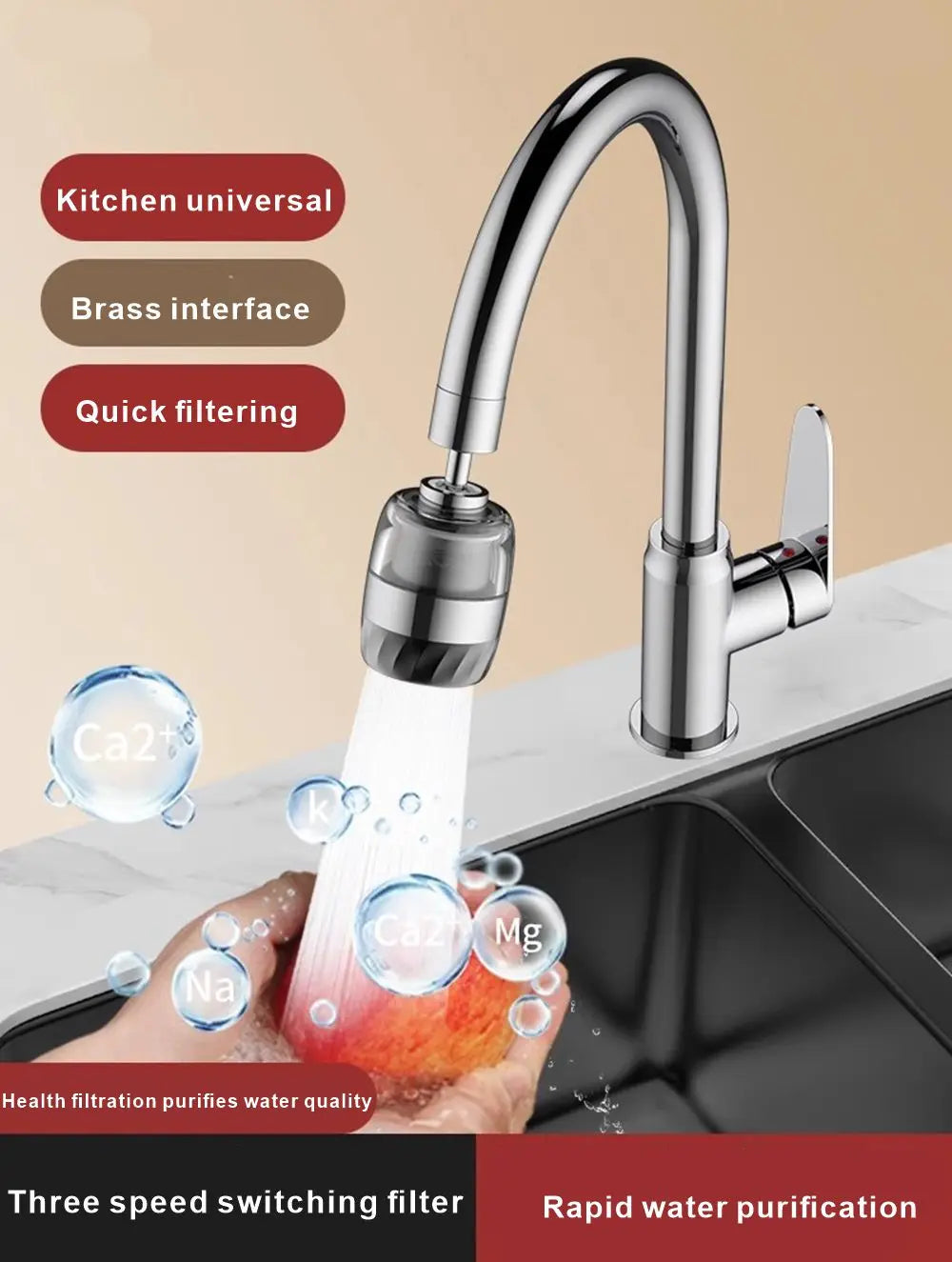 3-Mode Kitchen Faucet Spray Extender | Water-Saving Steel