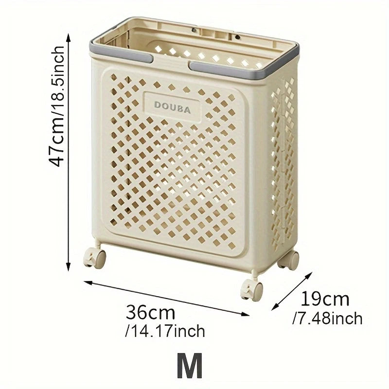 Foldable Storage Basket with Wheels & Handles | Rolling Bin