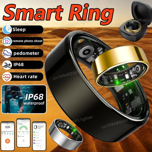 2026 New Smart Ring Heart Rate Blood Pressure Sleep Monitoring Motion Tracking IP68 Waterproof Men Women Smart Ring Holiday Gift Peaceful Pleasures Health and Wellness