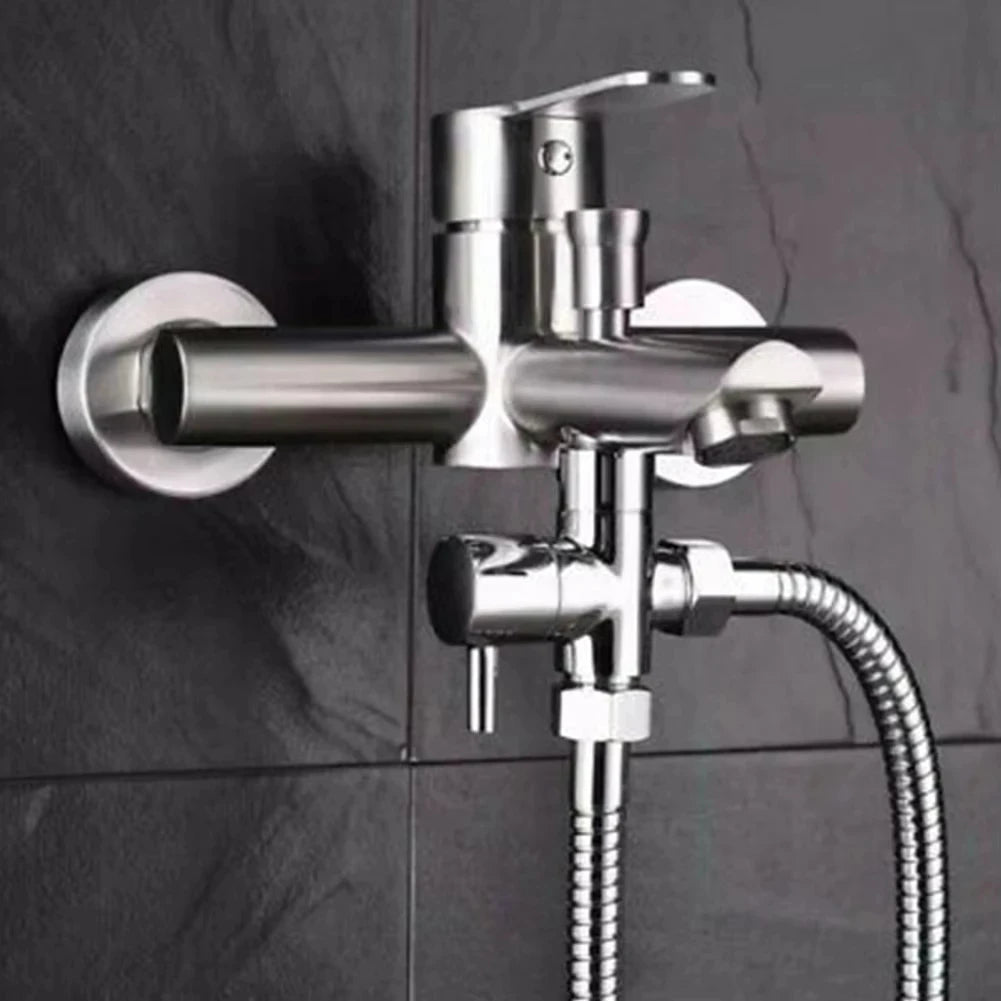 G1/2" 3-Way Brass Shower Diverter Valve T-Adapter | Chrome