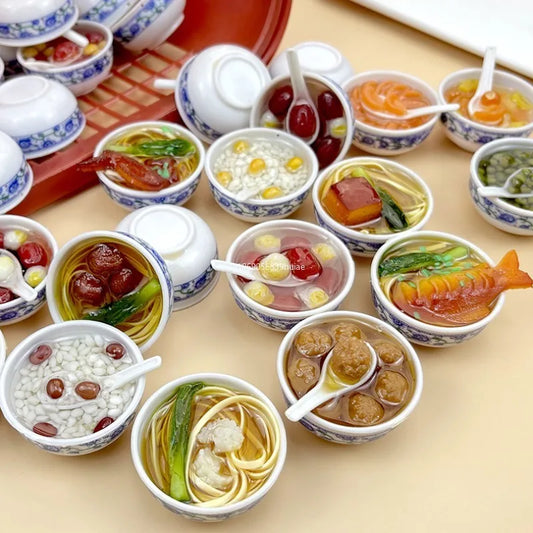 1PCS 4cm Miniature Chinese Desserts Dollhouse Bowl Desserts Food Mini Pretend Food Doll Kitchen Decor Accessories Home Kawaii Peaceful Pleasures Health and Wellness
