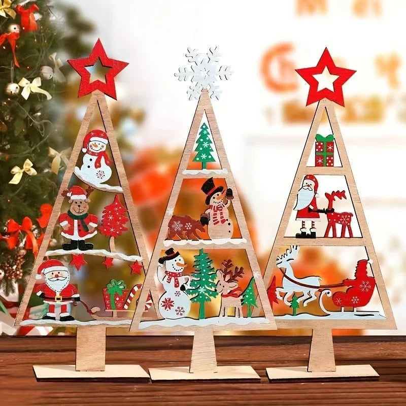 Wooden Christmas Tree Desktop Ornament | Holiday Decor Gift