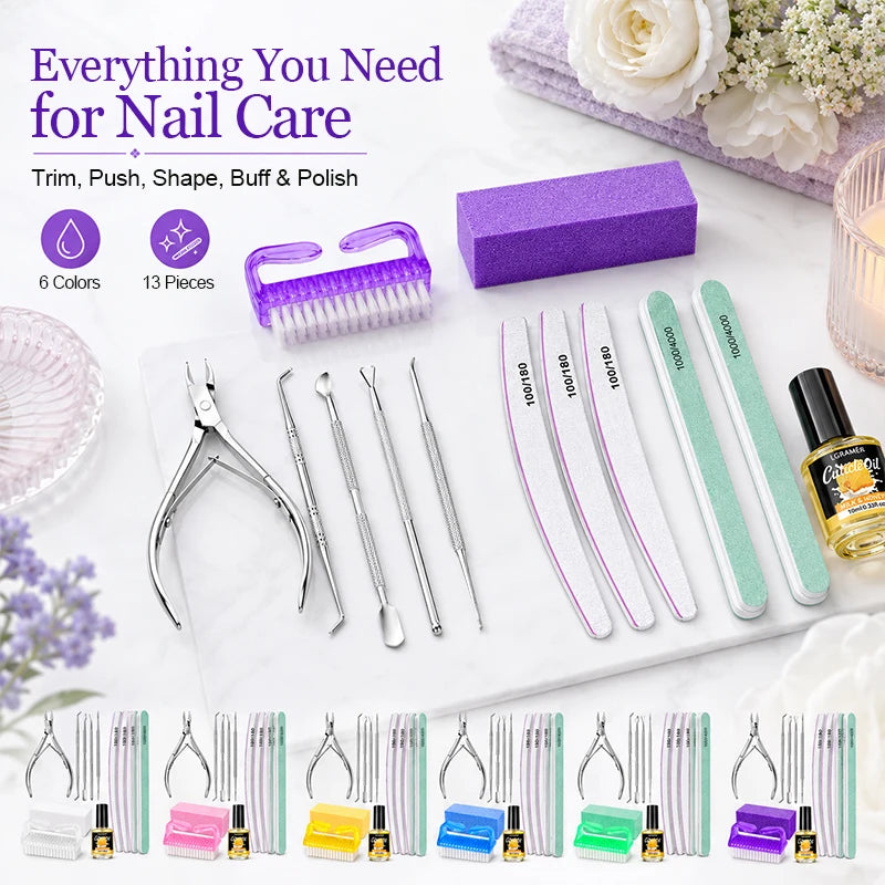13-Piece Nail Care Manicure Set with Cuticle Oil & Nipper