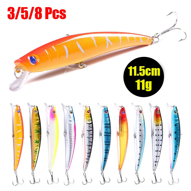 2026 New 3/5/8Pcs Luya Fishing Lure Set, Random Bionic Minnow/VIB Artificial Bait with Double Hooks, Outdoor Angling Tackle Peaceful Pleasures Health and Wellness MI005 8pcs Random Colors