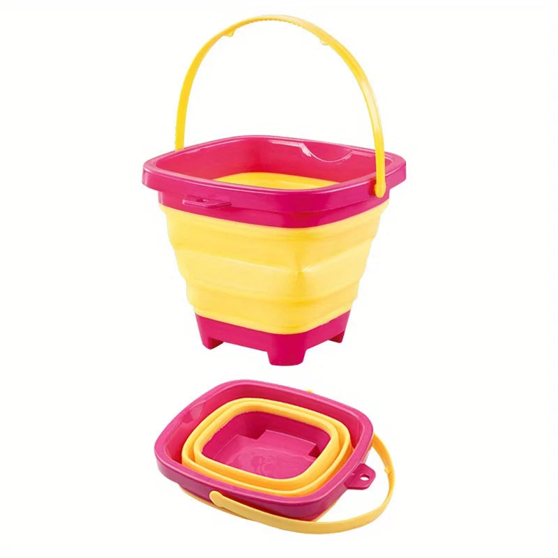 Foldable Silicone Beach Buckets for Kids – 3-Pack Collapsible