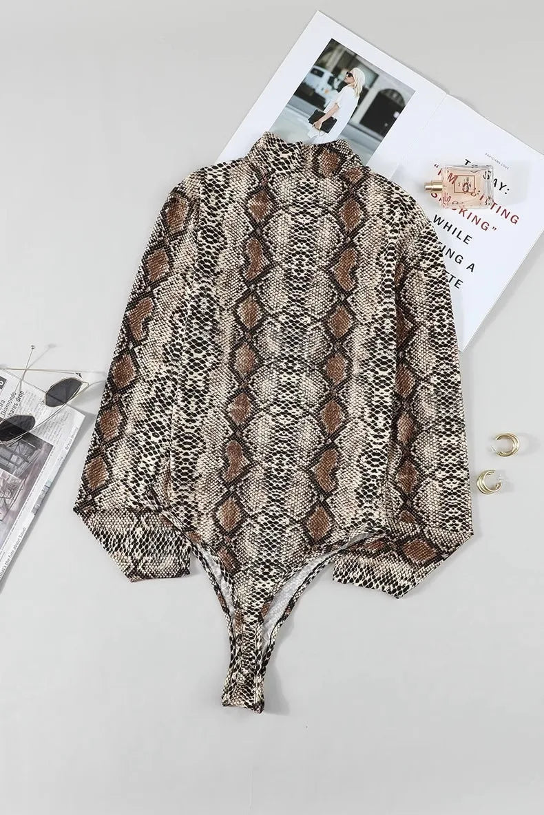 Women's Leopard Print Long-Sleeve Babydoll Lingerie Set