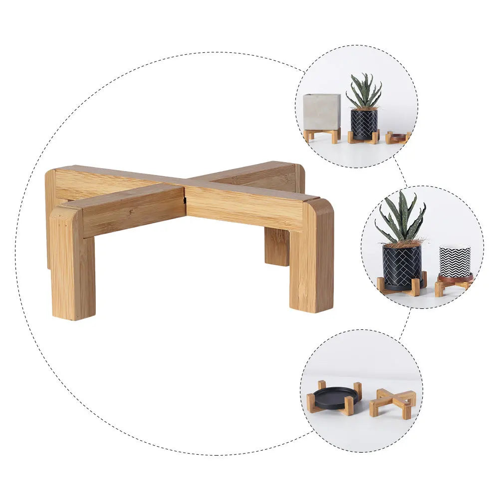 Nordic Wooden Plant Pot Stand | Bonsai & Flower Display Base