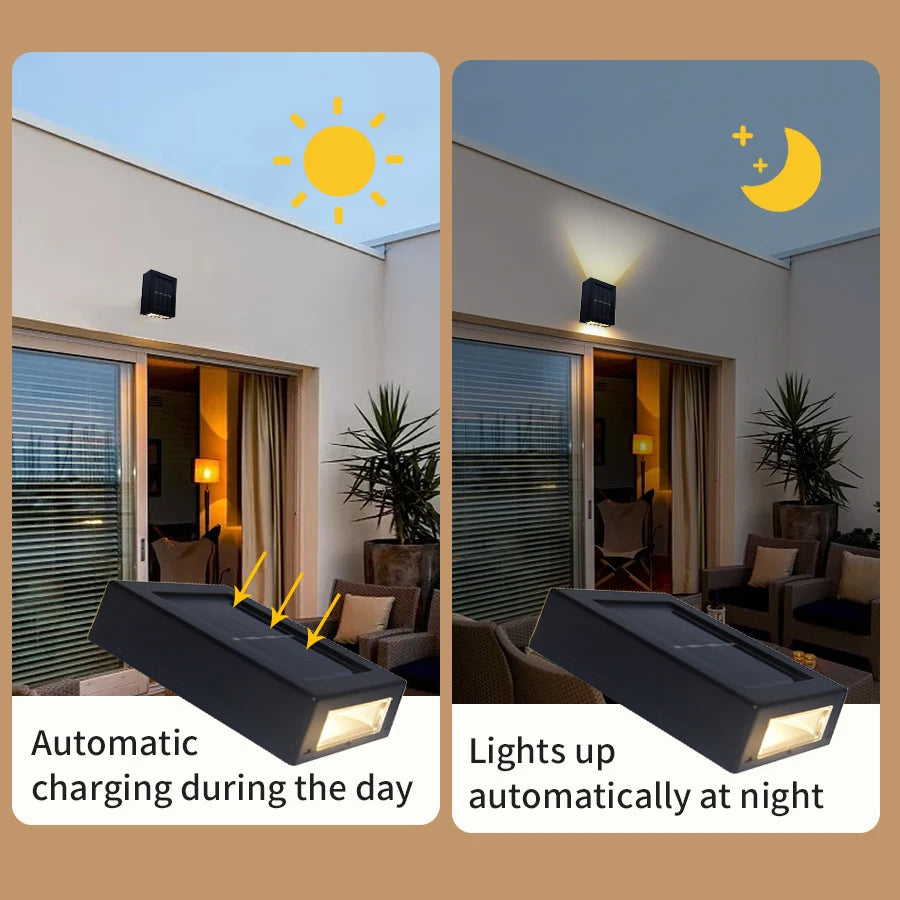 Solar Light Outdoor Up and Down Wall Washer Light Waterproof Solar Lamp for Garden Street Landscape Balcony Yard Porch Decor Peaceful Pleasures Health and Wellness