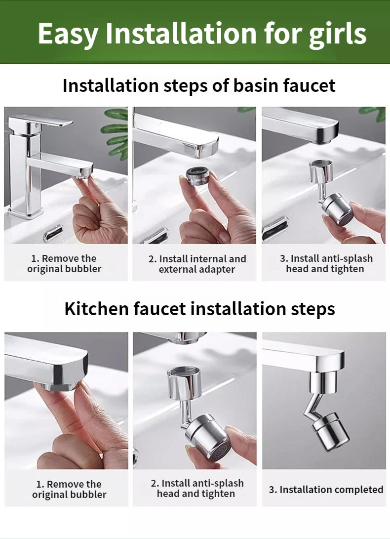 360° Rotatable Faucet Aerator Sprayer – Water-Saving Nozzle