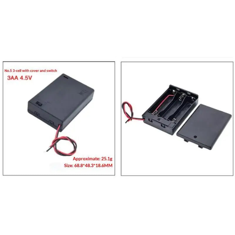 All Black AA Battery Holder Storage Case Box With Switch And Cover For AA Batteries Standard Container 1 2 3 4 6 Slots Peaceful Pleasures Health and Wellness AA 3 Slots 1pcs