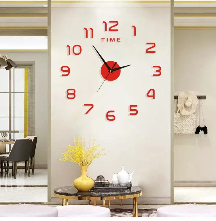 Modern DIY Large Wall Clock – Frameless Acrylic Quartz 40cm