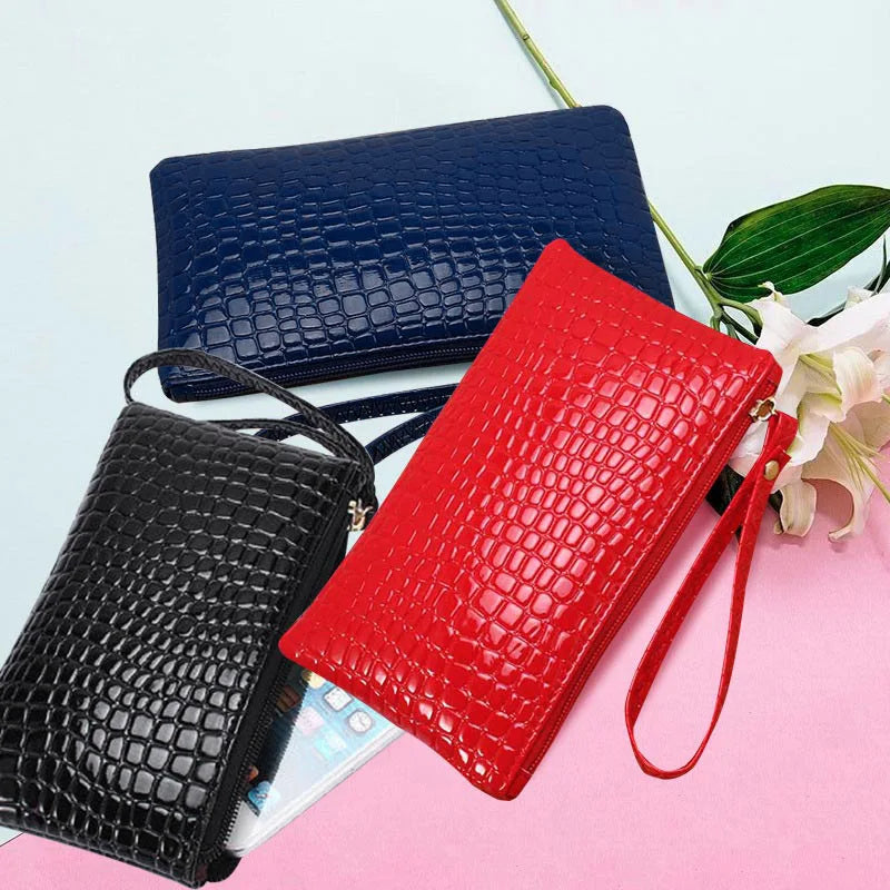 Crocodile Texture PU Phone Wallet Clutch Purse With Zipper Card Holder Makeup Pouch For Shopping Work And Daily Use Women Peaceful Pleasures Health and Wellness