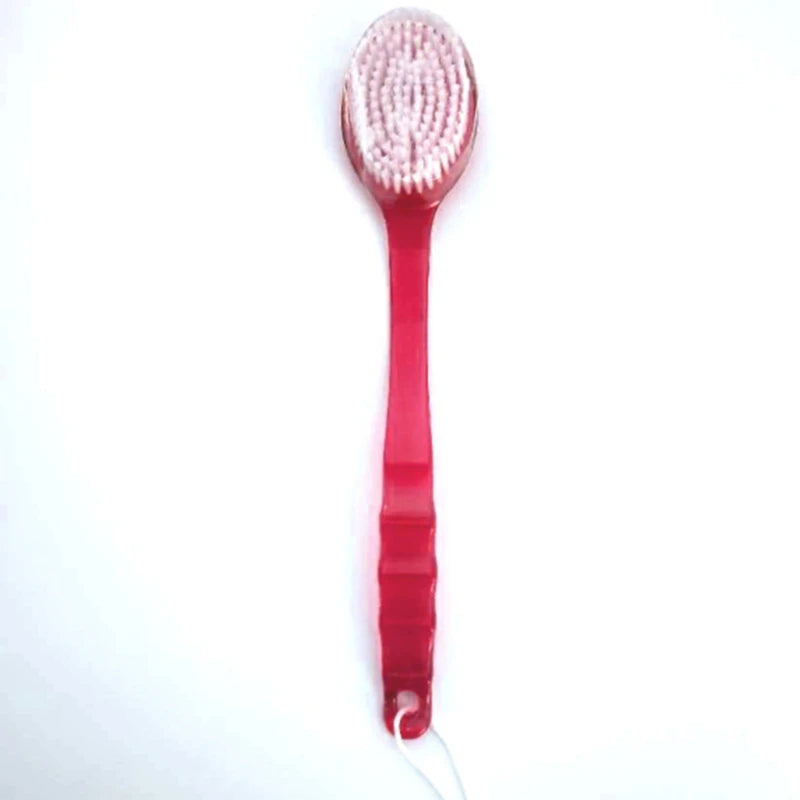 Long Handle Back Scrubber Brush Exfoliating Massaging Shower Brush for Bath Durable Body Scrubber with Soft Bristles Peaceful Pleasures Health and Wellness red