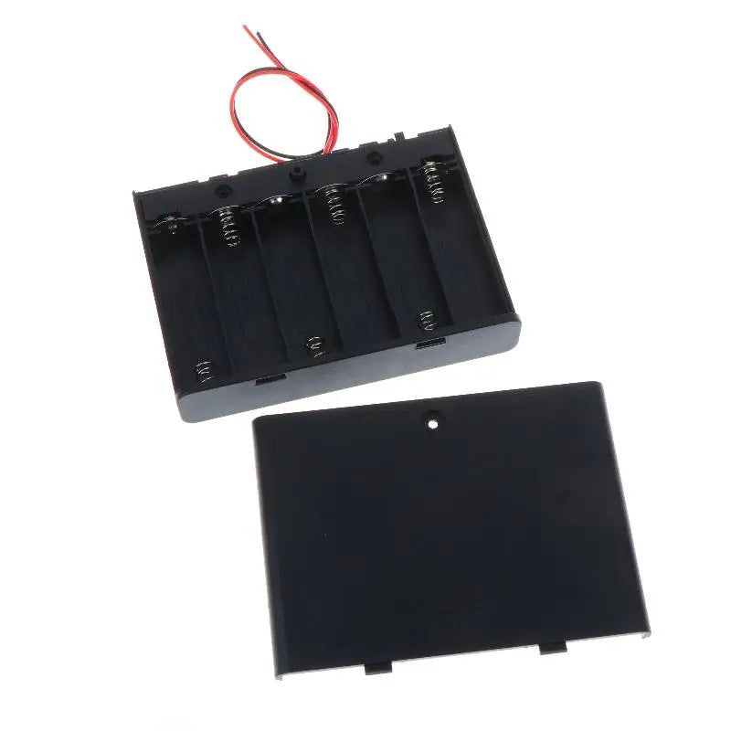 All Black AA Battery Holder Storage Case Box With Switch And Cover For AA Batteries Standard Container 1 2 3 4 6 Slots Peaceful Pleasures Health and Wellness