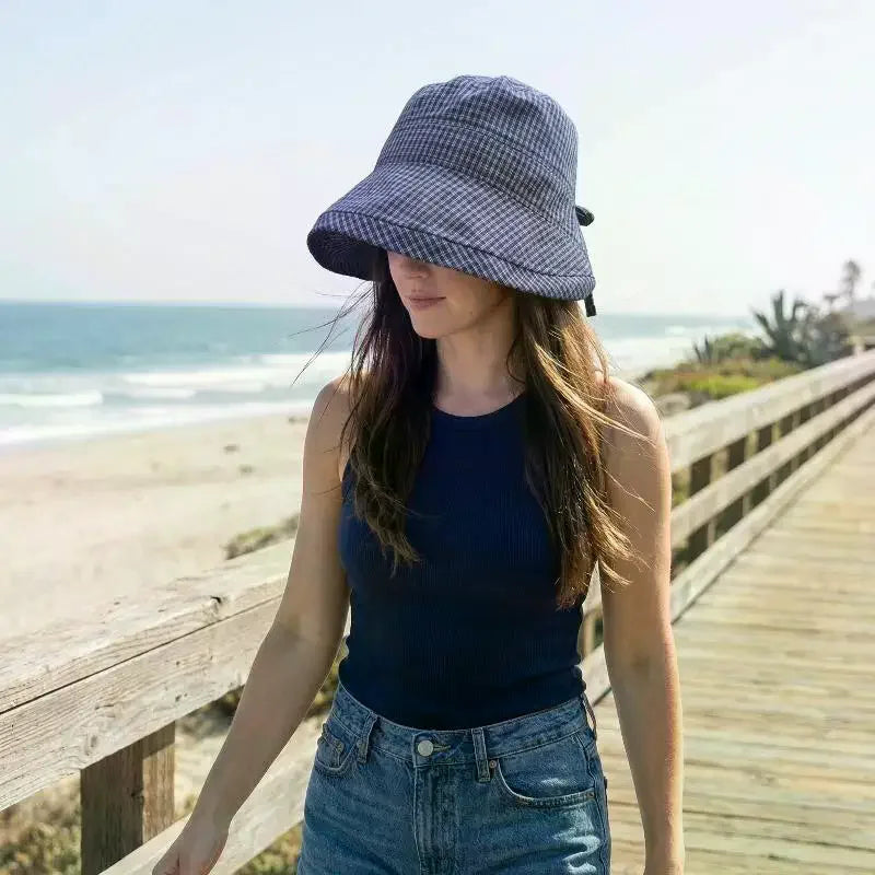 Women's Plaid Bucket Hat | UV Shield Breathable Summer Sun Cap