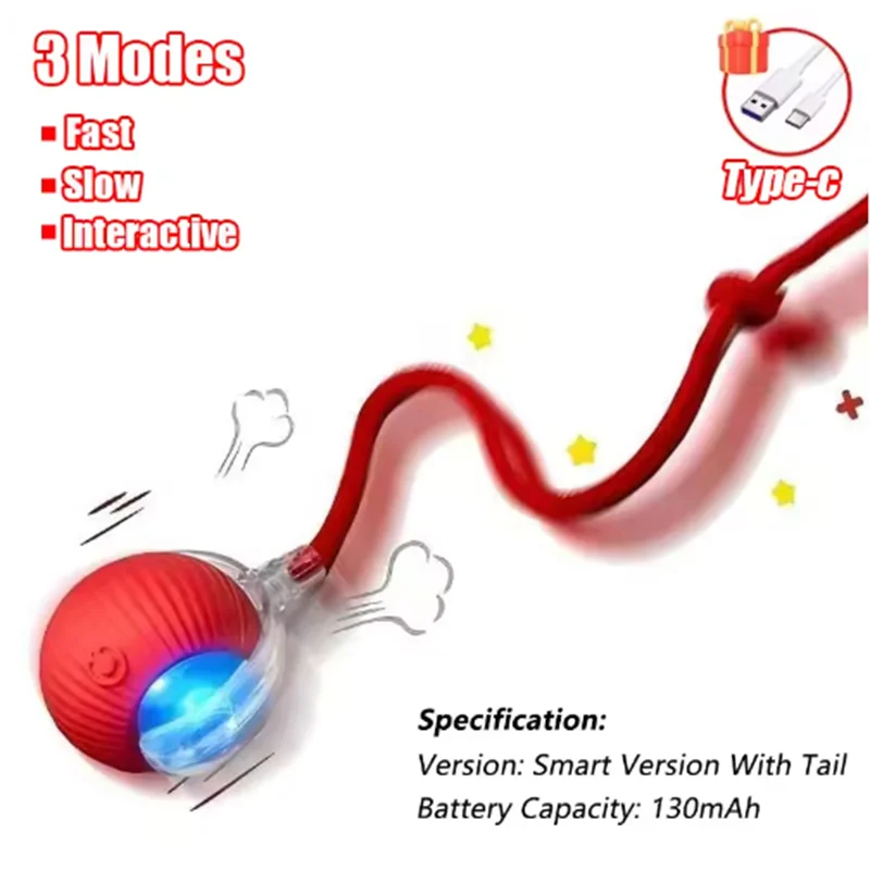 Interactive Pet Ball Toy – Auto Obstacle Avoidance Cat & Dog Interactive Pet Toy Peaceful Pleasures Health and Wellness Red