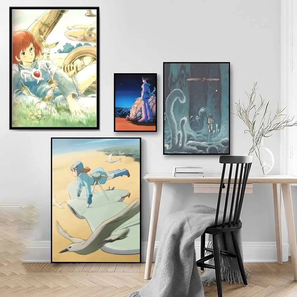 Classic Animation N-Nausicaa Valley Wind Wall Poster HD Quality Wall Art Retro Poster For Home Room Wall Decor Kawaii Room Decor Peaceful Pleasures Health and Wellness