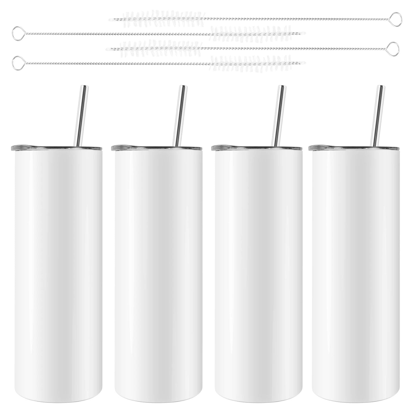 20 oz Skinny Sublimation Tumblers | Stainless Steel Blanks 4-Pack