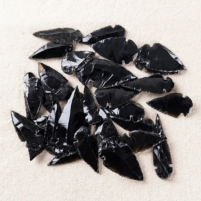 Natural Arrow Obsidian Quartz Material Evil Spirit Crystal Home Decor Reiki Healing Energy Stone DIY Jewelry Making Peaceful Pleasures Health and Wellness