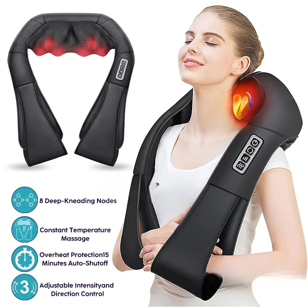 HOMEFISH Shiatsu Neck & Shoulder Massager with Heat | U-Shape