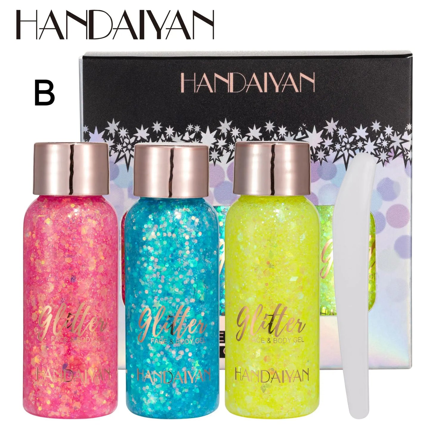 Handaiyan 3-Pc Glitter Gel Set – Face, Body & Nail Art