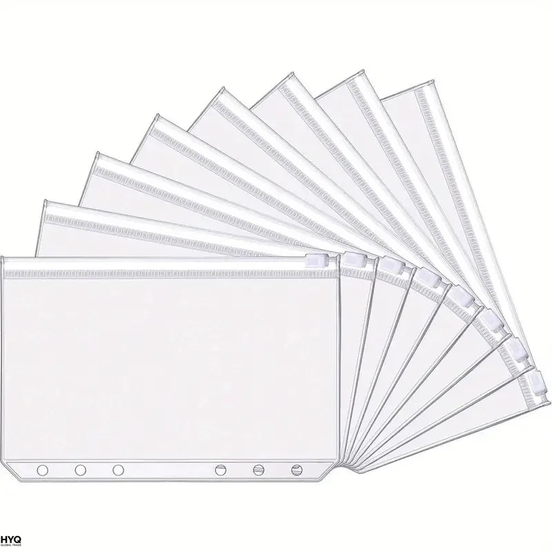 6 Holes A6 Binder Pockets Clear Zipper Folders Ring Loose Leaf