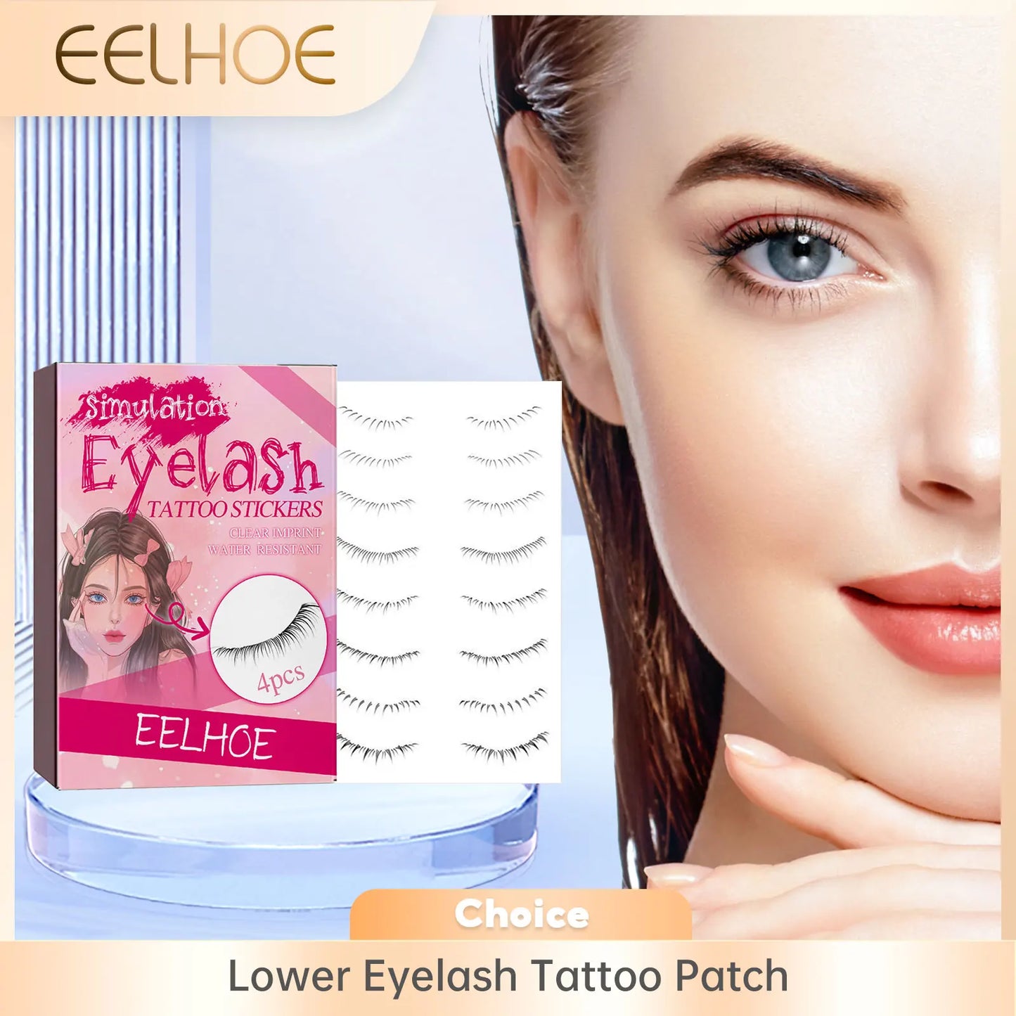 EELHOE Lower Eyelash Tattoo Stickers – 4pcs Fake Lashes