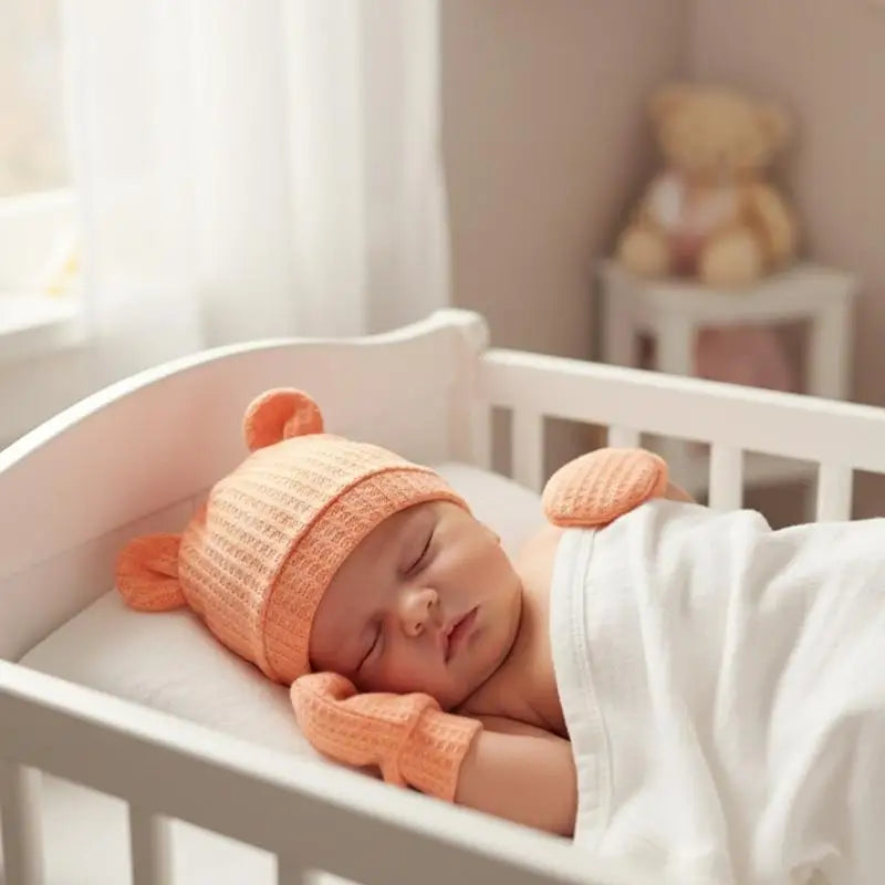 Newborn Baby Hat & Mittens Set | Soft Cotton, 0–6 Months