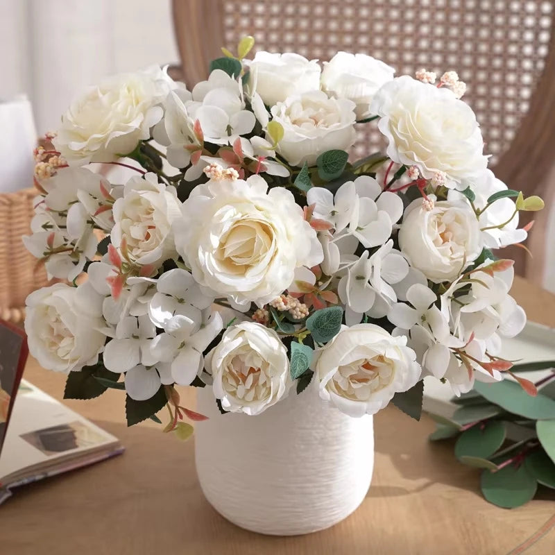 Silk Rose Artificial Flower Bouquet – Wedding & Home Décor