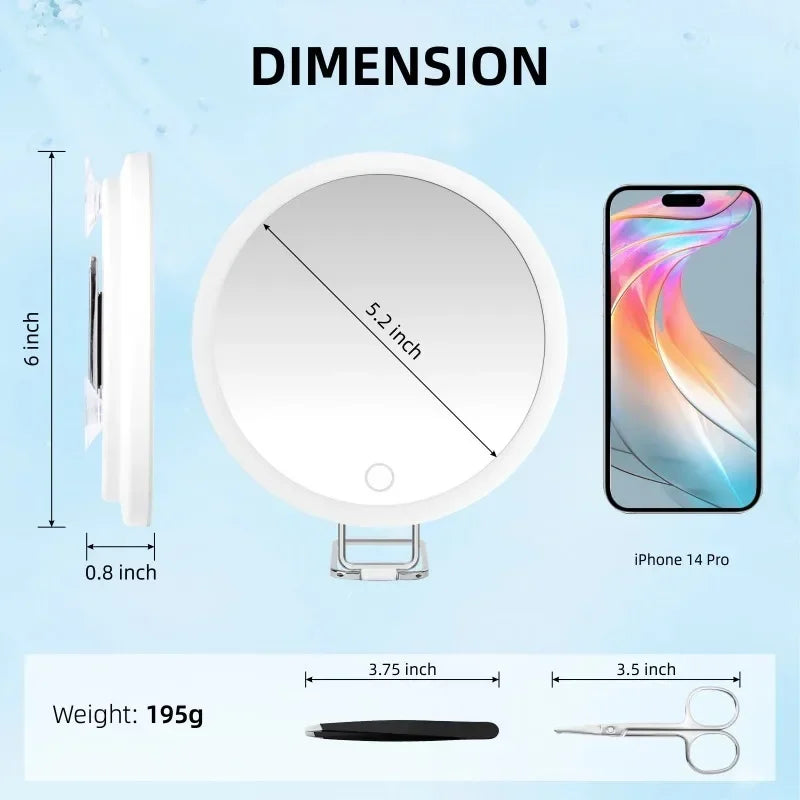 6 Inch Magnifying Mirror with Light 5-30X Portable Travel Magnified Mirror with 360° Adjustable Stand and Suction Cup Peaceful Pleasures Health and Wellness