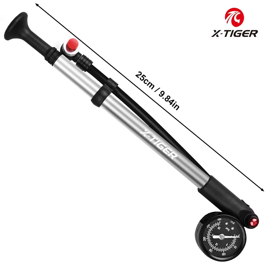 X-TIGER 300PSI MTB Shock Pump with Gauge | Fork & Suspension