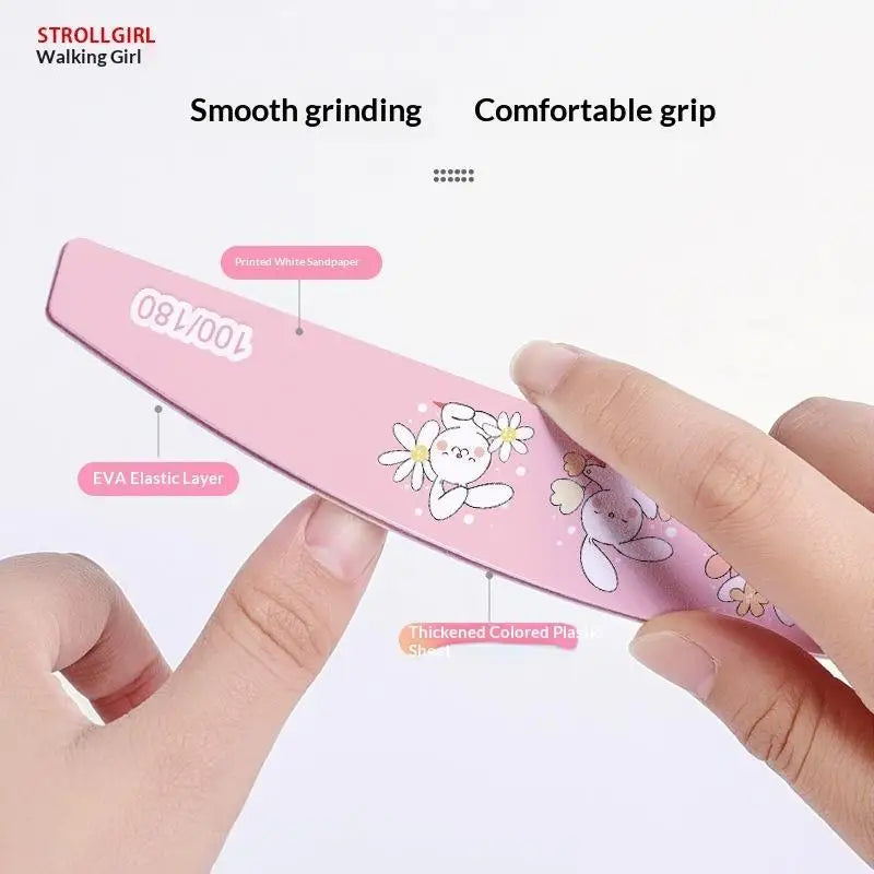 Cartoon Nail Files 5-Pack | Double-Sided 100/180 Grit Manicure