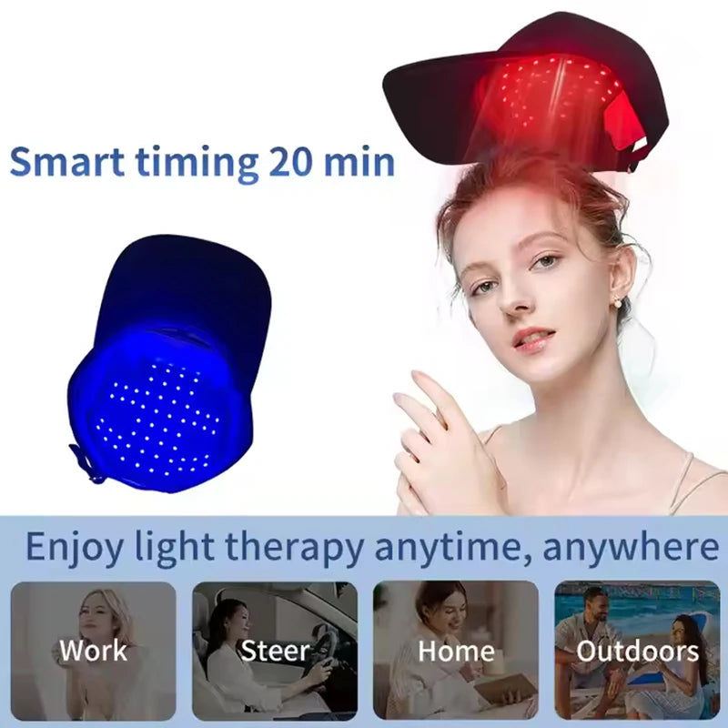 Red Light Therapy For Hair Fast Growth Cap Red&Infrared Light Therapy Device For Hair Loss Treatment With USB Charging Anti-hair Peaceful Pleasures Health and Wellness